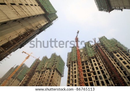 closeup of construction site in china