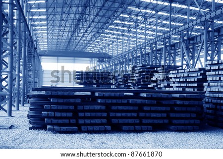 steel ingot in enterprise warehouse workshop in China