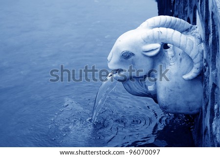 water outlet of the sheep head modelling in a park in China