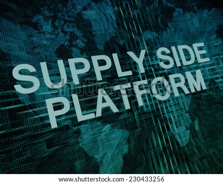 Supply Side Platform text concept on green digital world map background