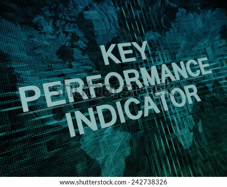 Key Performance Indicator text concept on green digital world map background