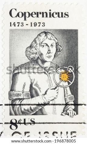 USA - CIRCA 1973: A postage stamp printed in USA, shows Nicolaus Copernicus, Polish astronomer, circa 1973