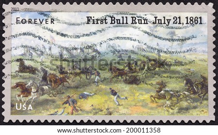UNITED STATES OF AMERICA - CIRCA 2011: A stamp printed in USA shows First Battle of Bull Run , circa 2011