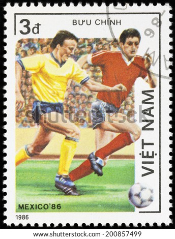 VIET NAM - CIRCA 1986: A stamp printed in Viet Nam shows World Cup Championship, 1986 FIFA World Cup, series, circa 1986