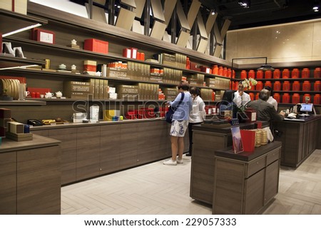 TAIPEI, TAIWAN - FEBRUARY 28: East Taipei has many tea house in the large department stores. It is one of the best place to go and shop for the tea in Taipei, February 28, 2014, Taipei, Taiwan