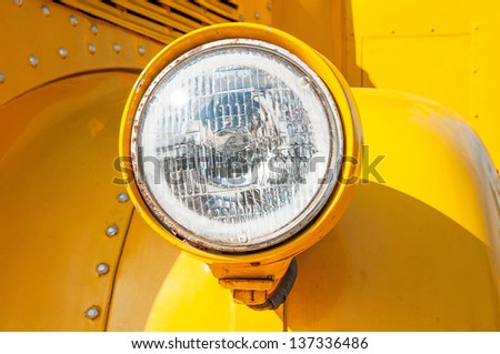 Close-up of the front of a school bus.