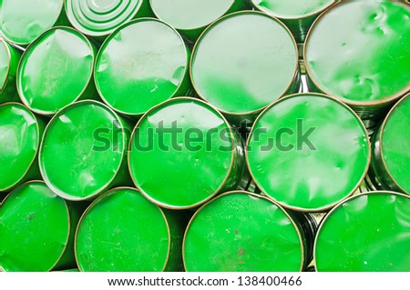 Oil barrels or chemical drums stacked up