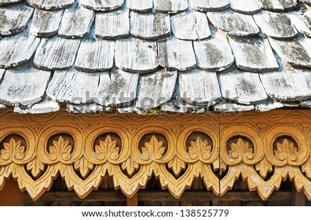 Wooden roof tile in Thailand