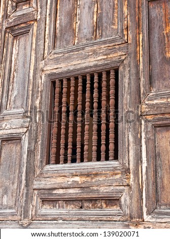 Old Asian wooden window in old temple, Chiangmai,Thailand