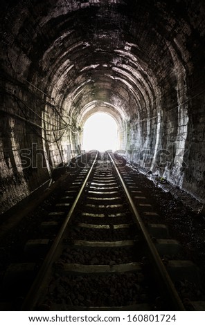 Light At The End Of Railroad Tunnel. Khuntan Tunnel