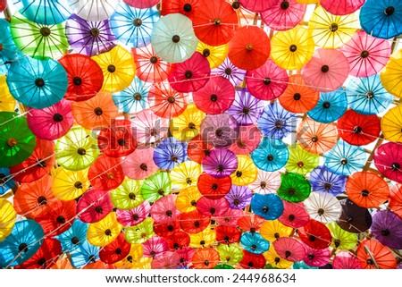 Colorful of Paper Parasols,Paper Umbrella Backgrounds & Textures