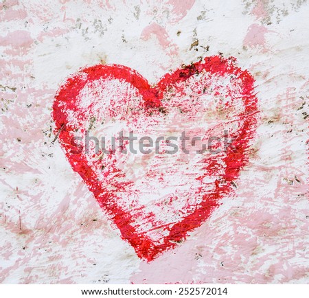 Heart shaped writing on the wall