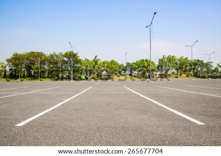 Empty space parking lot outdoor in public park.