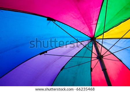rainbow umbrella in morning