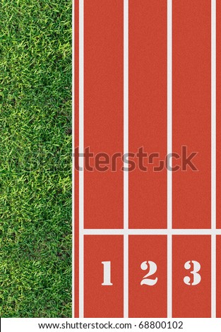 Number on the start of a running track from bird\'s eye view