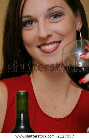 woman with wine closeup