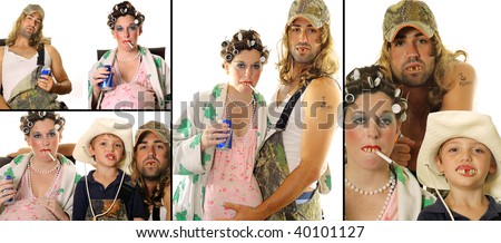 stock photo : Redneck Hillbilly family portrait collage