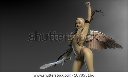 nice angel with sword