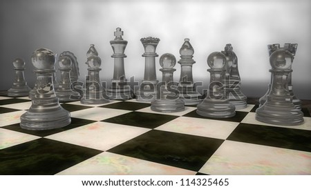 glass chess set with pawn moved