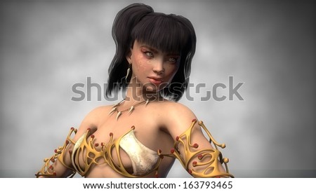 fantasy asian warrior girl portrait