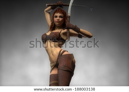 warrior girl with two swords