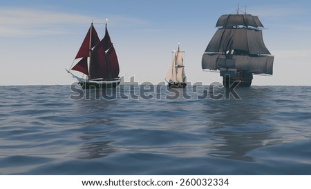 ships in the ocean