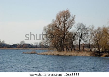 spring river landscape - river Riv in town of Bar in Ukraine
