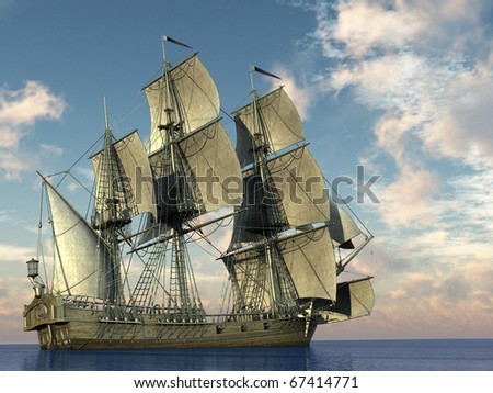 big sailing ship in the ocean