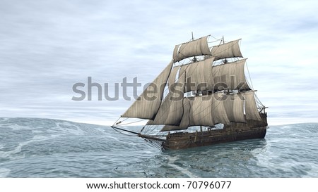 ship in the stormy ocean