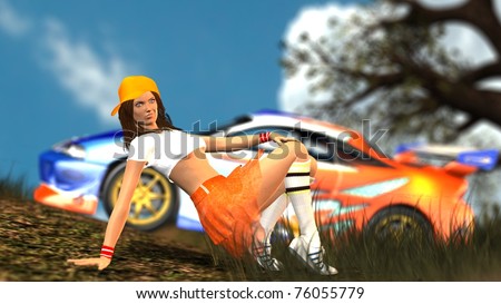 sexy girl and sport car