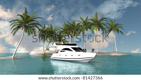 palm island and motor yacht