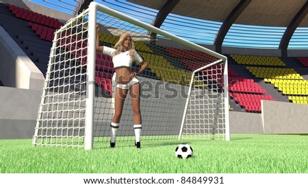 soccer girl near gates with ball