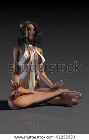elf girl sitting in lotus pose