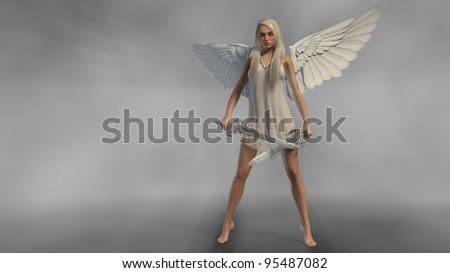 angel isolated with swords