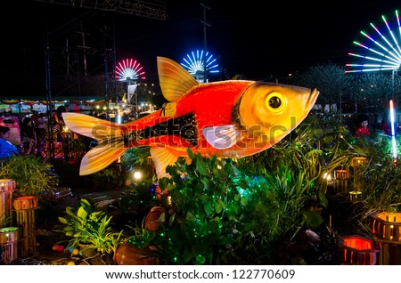 SINGBURI - DECEMBER 25: Fish Festival and one tombon one product (OTOP) of Sing Buri\'s the 18th on December 25, 2012 in Singburi, Thailand.