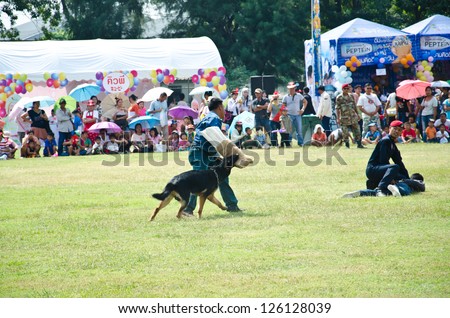 THAILAND- JANUARY 12: Show Dogs of War, Thailand's Air Force. Don Muang Airshow, January 12, 2013, Don Muang Airport, Bangkok, Thailand.