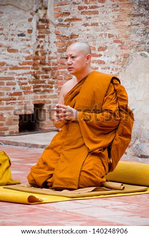 AYUTTHAYA,THAILAND-JUN 24: Clergy and Buddhist religious practices of Buddhists in Visakha Bucha Day to show respect and faith,24 June 2013 at Ayutthaya,Thailand
