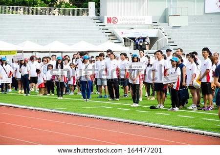BANGKOK THAILAND - NOVEMBER 23: Unidentified Athletes at Hanmaeum International Sports Festival 2013 Korean Association of Thailand on November 23, 2013 in Bangkok, Thailand.