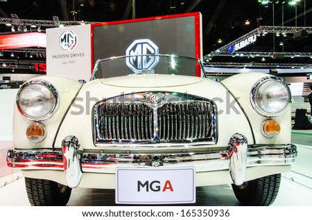 NONTHABURI - NOVEMBER 28: MG MGB car on display at The 30th Thailand International Motor Expo on November 28, 2013 in Nonthaburi, Thailand.