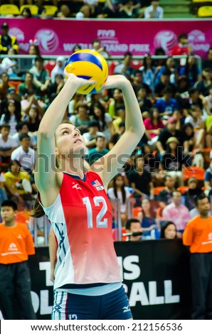 BANGKOK - AUGUST 15: Kelly Murphy of USA Volleyball Team in action during The Volleyball World Grand Prix 2014 at Indoor Stadium Huamark on August 15, 2014 in Bangkok, Thailand.