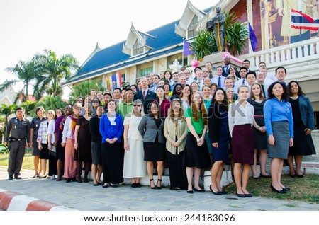 SINGBURI - JANUARY 14 : Volunteers of The Peace Corps of United States,  Community Outreach Program and Community-Based Organizational Development in Thailand, January 14, 2015, Singburi, Thailand.