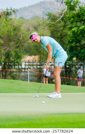 CHONBURI - MARCH 1: Anna Nordqvist of Sweden in Honda LPGA Thailand 2015 at Siam Country Club, Pattaya Old Course on March 1, 2015 in Chonburi, Thailand.