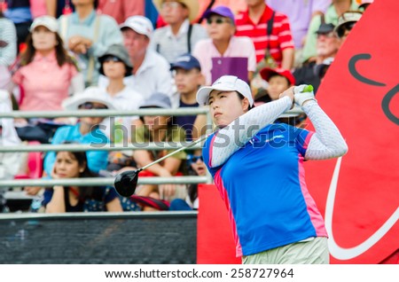 CHONBURI - FEBRUARY 28: Shanshan Feng of China in Honda LPGA Thailand 2015 at Siam Country Club, Pattaya Old Course on February 28, 2015 in Chonburi, Thailand.