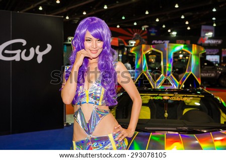 NONTHABURI - JUNE 24 : Unidentified model of japan with lamborghini car on display at Bangkok International Auto Salon 2015 is Exciting Modified Car Show on June 24, 2015 in Nonthaburi, Thailand.