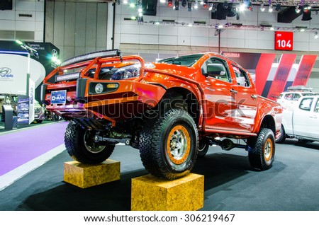 BANGKOK - AUGUST 1 : Isuzu D-MAX Pickup on display at Bangkok International Grand Motor Sale 2015 is exhibition of vehicles for sale on August 1, 2015 in Bangkok, Thailand.