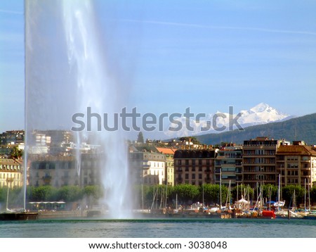 Water Jet in Geneva Switzerland, Jet d\'eau