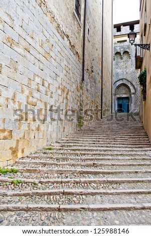 empty ancient street in Girona