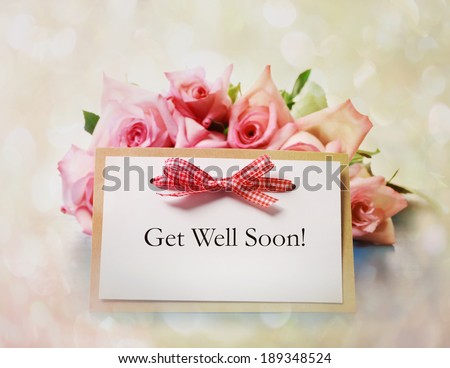 Hand-made Get Well Soon greeting card with roses