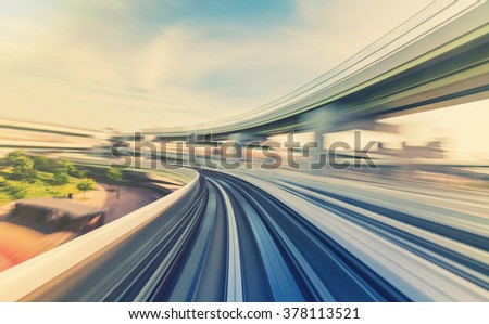 Abstract high speed technology POV concept image via the Kobe Portliner Monorail
