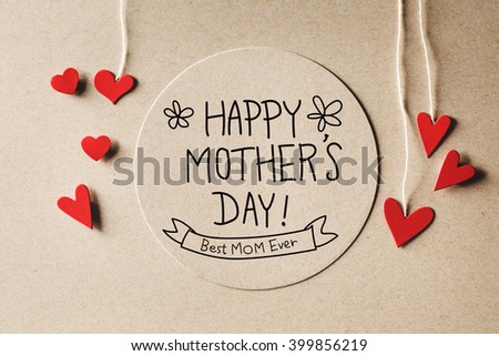 Happy Mothers Day message with handmade small paper hearts